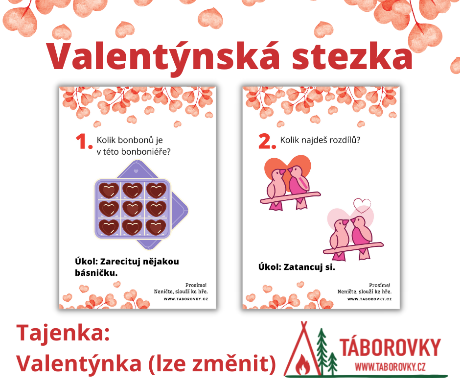 Valentýnská stezka pro děti vhodná jako plotovka pro MŠ